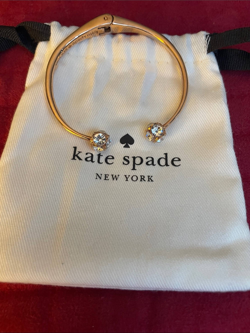 kate spade Rose Gold Open Crystal-Ended Cuff With Dust Bag NWOT
